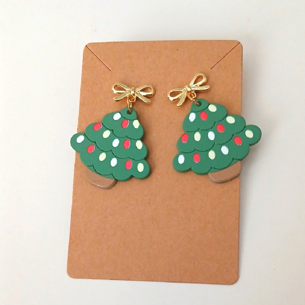 Fashion Jewelry Green Christmas Tree Earrings
